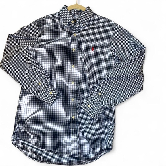Ralph Lauren Men’s Button-Up – Royal Blue & White Check, Red Logo – Size M - Picture 4 of 8